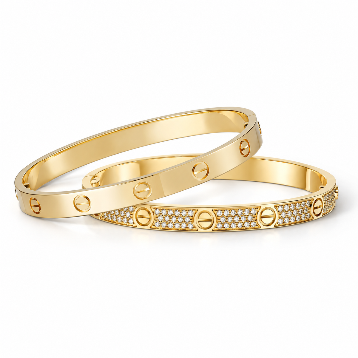 [Limara] LOVE  Classic & Diamond-Paved Bracelet Stack Set