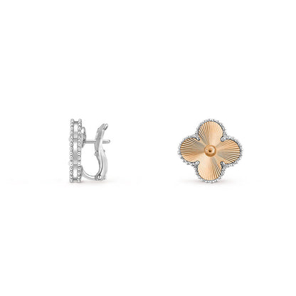 [Limara]15MM CLOVER FLOWER STUD EARRINGS WHITE GOLD COLLECTION