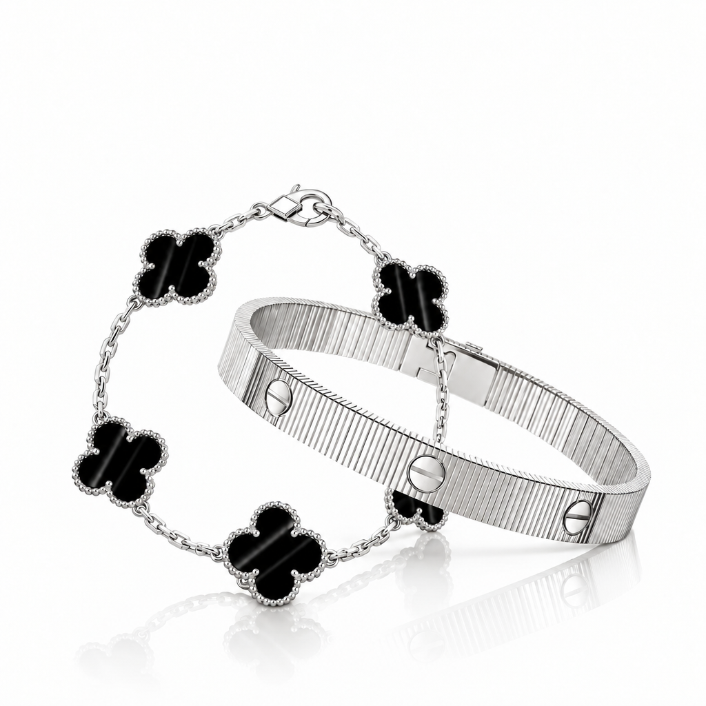 [Limara] Clover 5-Motif & LOVE Unlimited Bracelet Set