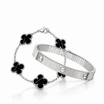 [Limara] Clover 5-Motif & LOVE Unlimited Bracelet Set