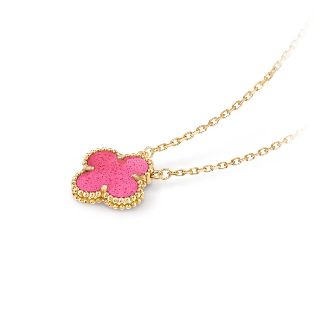 [Limara]NEW CLOVER 15MM PINK ENAMEL NECKLACE