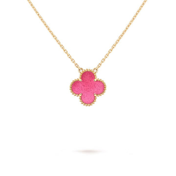 [Limara]NEW CLOVER 15MM PINK ENAMEL NECKLACE