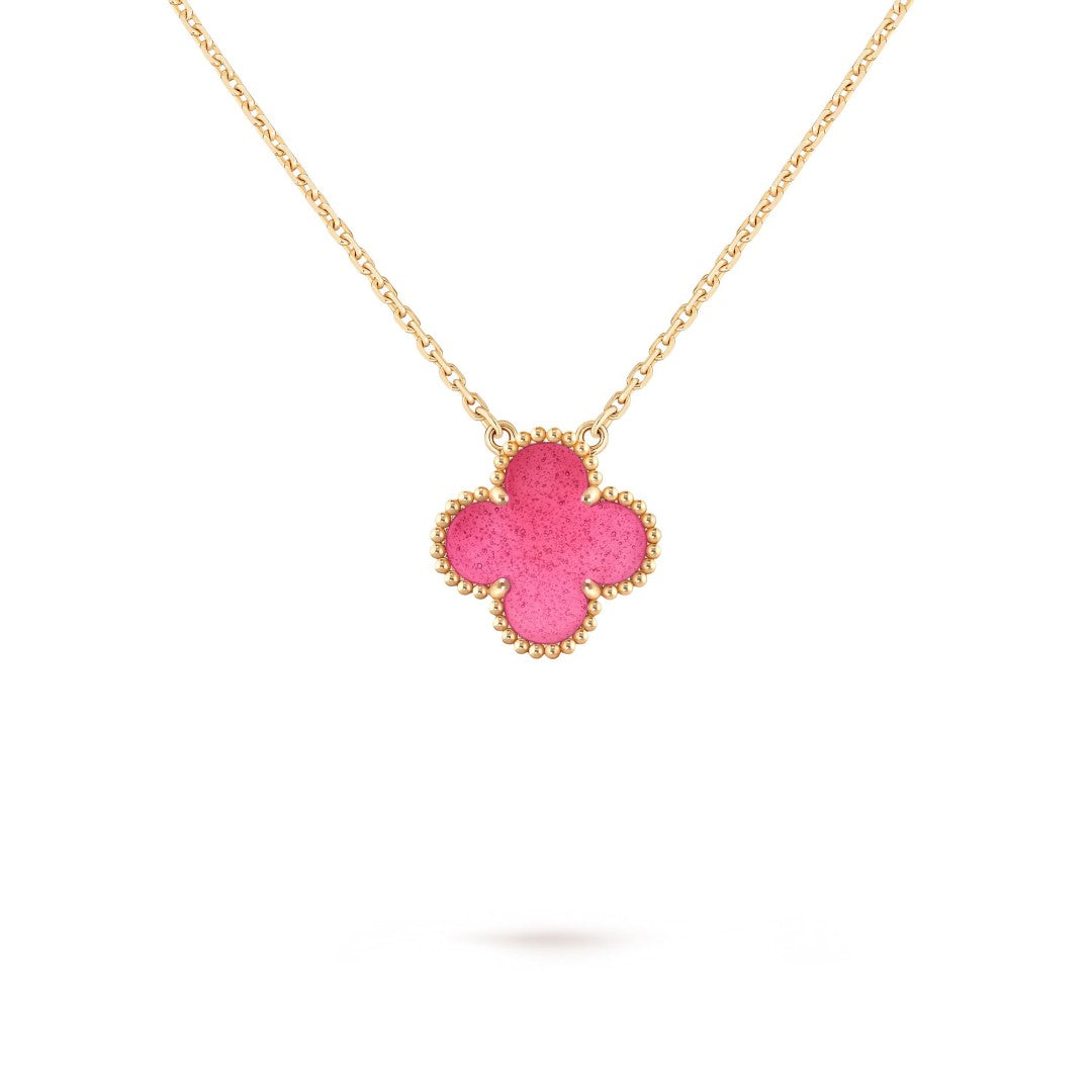 [Limara]NEW CLOVER 15MM PINK ENAMEL NECKLACE