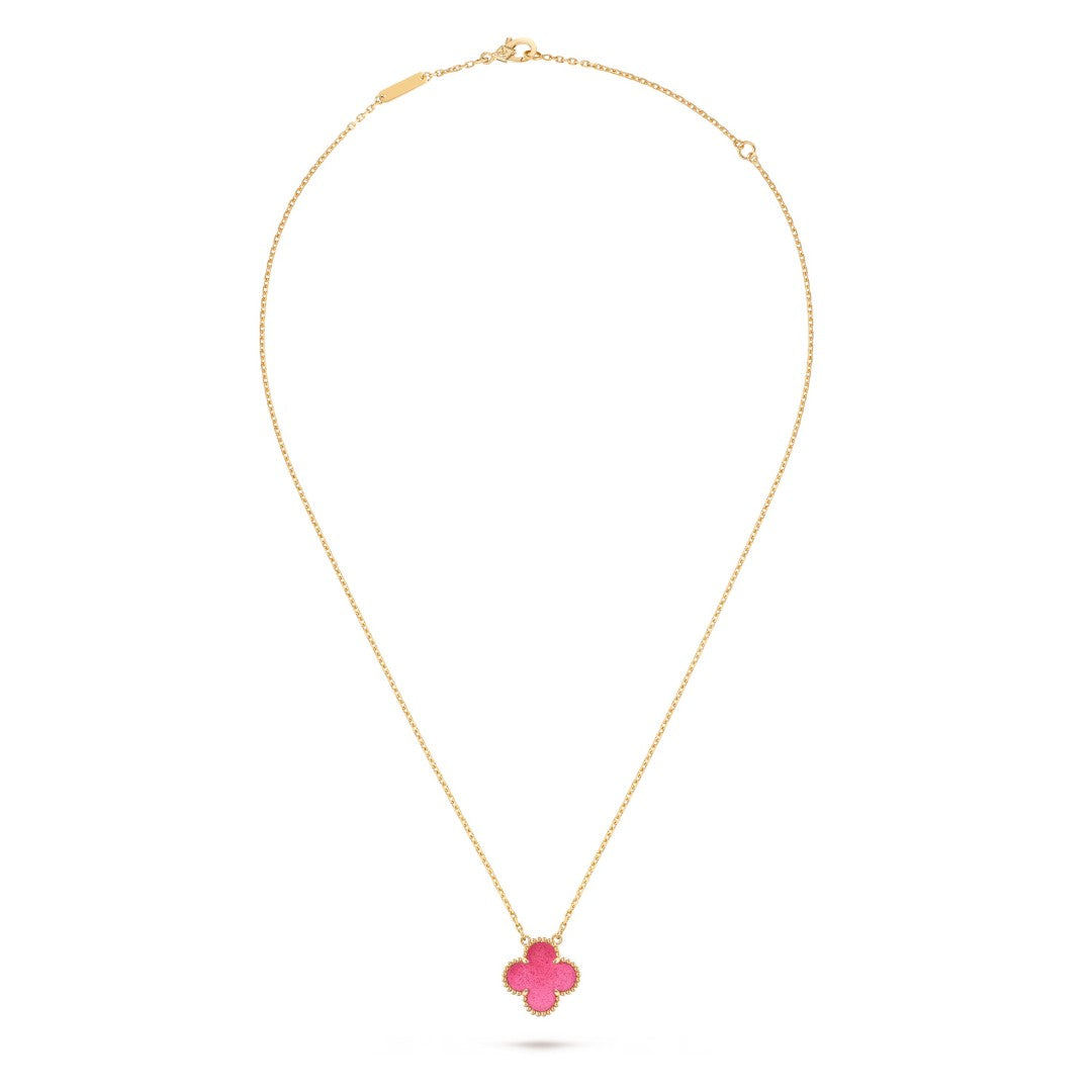 [Limara]NEW CLOVER 15MM PINK ENAMEL NECKLACE