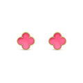 [Limara]NEW CLOVER 15MM PINK ENAMEL STUD EARRINGS