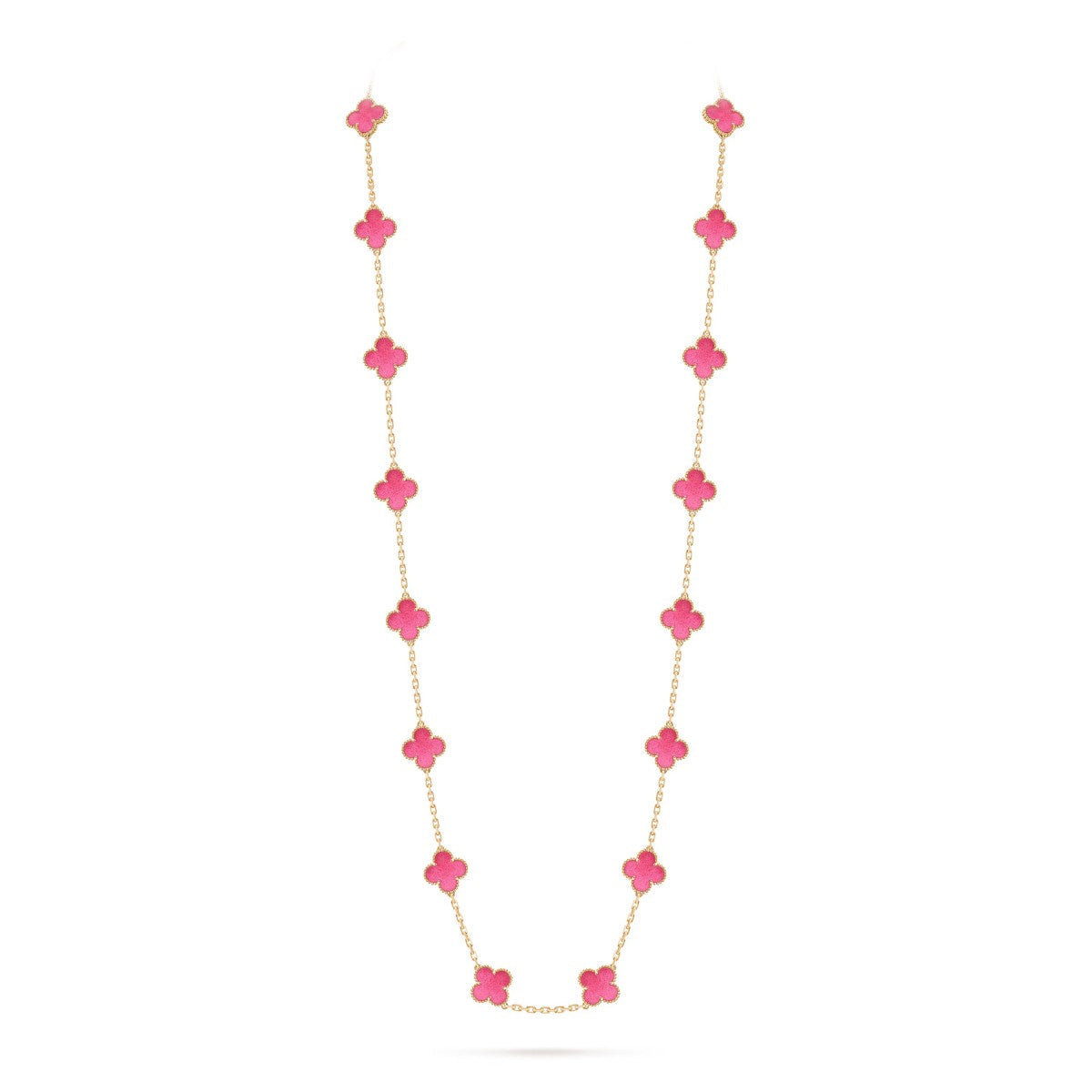 [Limara]NEW CLOVER 20 MOTIFS PINK ENAMEL NECKLACE
