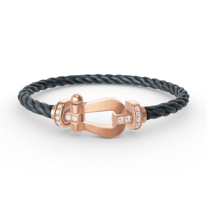 [Limara]FORCE LARGE HORSESHOE HALF DIAMOND BRACELET - ROSE GOLD