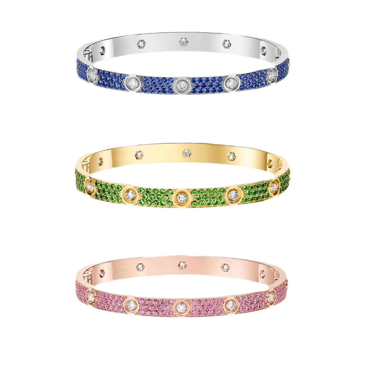 [Limara] 2026 PAVE GEMSTONE LOVE BRACELET 6.1MM 10 DIAMONDS