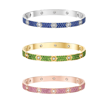 [Limara] 2026 PAVE GEMSTONE LOVE BRACELET 6.1MM 10 DIAMONDS
