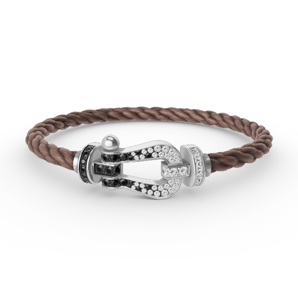 [Limara]FORCE LARGE HORSESHOE BLACK & WHITE DIAMOND BRACELET - WHITE GOLD