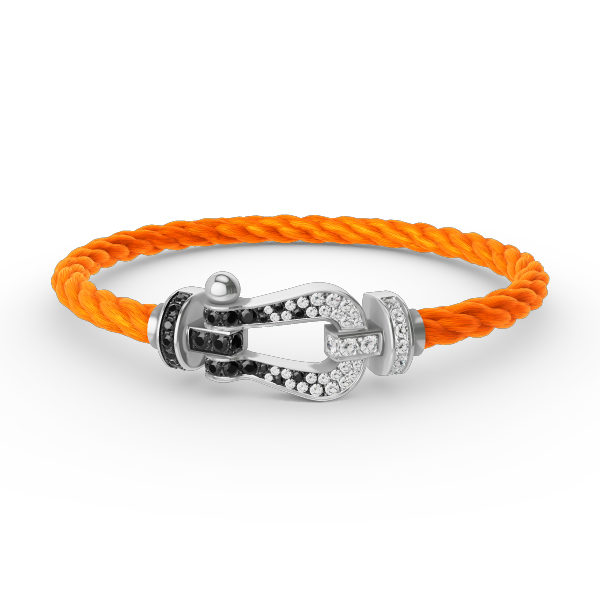 [Limara]FORCE LARGE HORSESHOE BLACK & WHITE DIAMOND BRACELET - WHITE GOLD