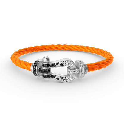 [Limara]FORCE LARGE HORSESHOE BLACK & WHITE DIAMOND BRACELET - WHITE GOLD