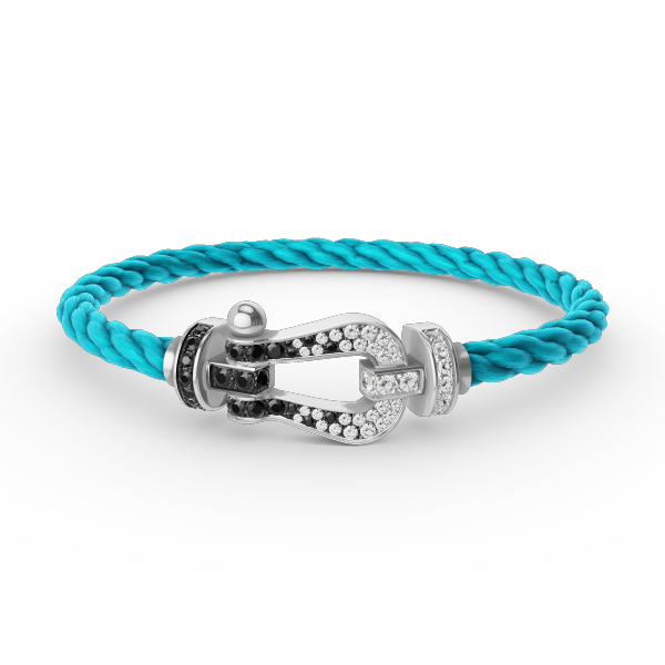 [Limara]FORCE LARGE HORSESHOE BLACK & WHITE DIAMOND BRACELET - WHITE GOLD