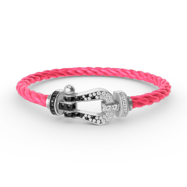 [Limara]FORCE LARGE HORSESHOE BLACK & WHITE DIAMOND BRACELET - WHITE GOLD
