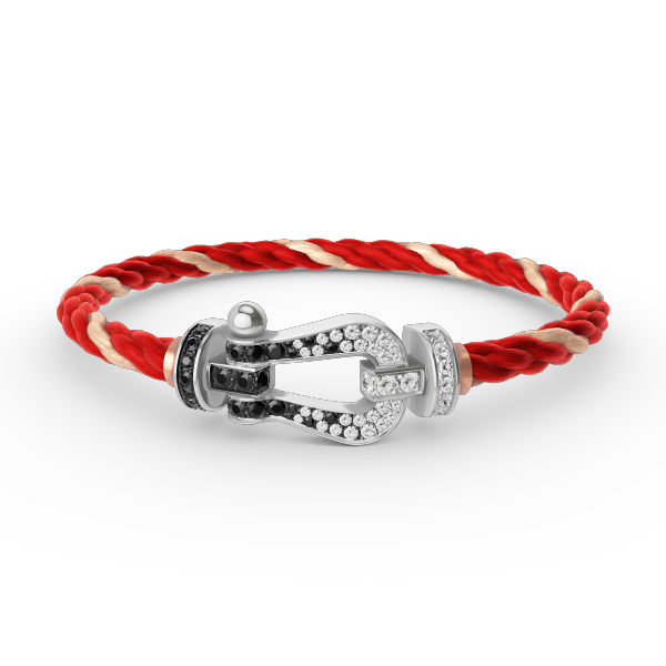 [Limara]FORCE LARGE HORSESHOE BLACK & WHITE DIAMOND BRACELET - WHITE GOLD