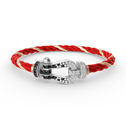 [Limara]FORCE LARGE HORSESHOE BLACK & WHITE DIAMOND BRACELET - WHITE GOLD