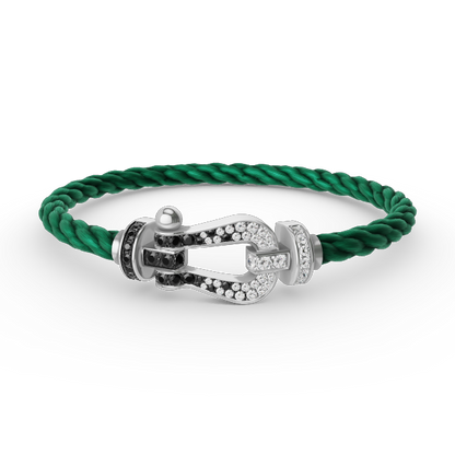 [Limara]FORCE LARGE HORSESHOE BLACK & WHITE DIAMOND BRACELET - WHITE GOLD