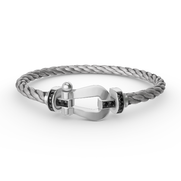[Limara]FORCE LARGE HORSESHOE BLACK DIAMOND BRACELET - WHITE GOLD
