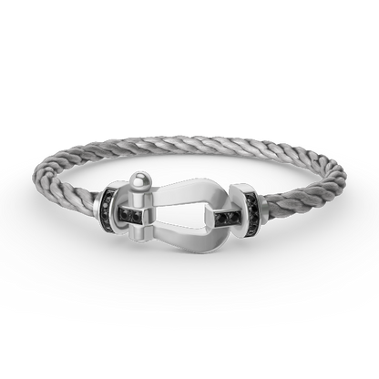 [Limara]FORCE LARGE HORSESHOE BLACK DIAMOND BRACELET - WHITE GOLD