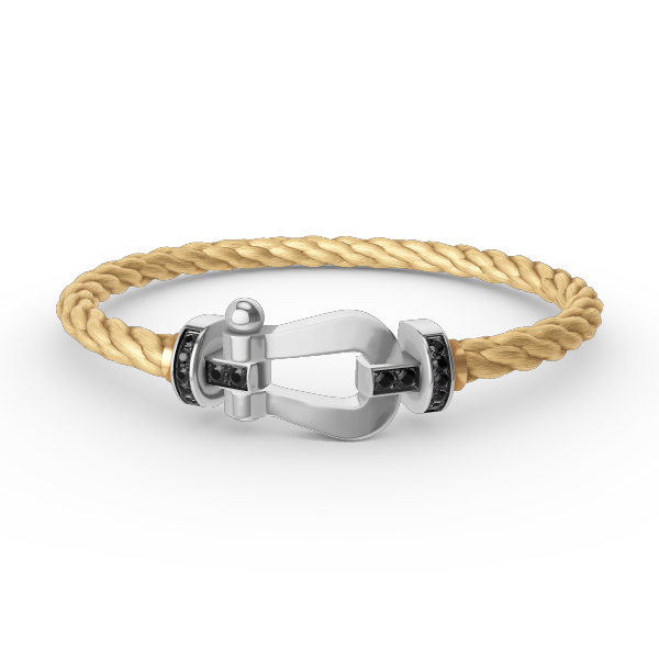 [Limara]FORCE LARGE HORSESHOE BLACK DIAMOND BRACELET - WHITE GOLD