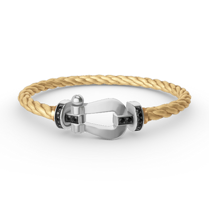 [Limara]FORCE LARGE HORSESHOE BLACK DIAMOND BRACELET - WHITE GOLD