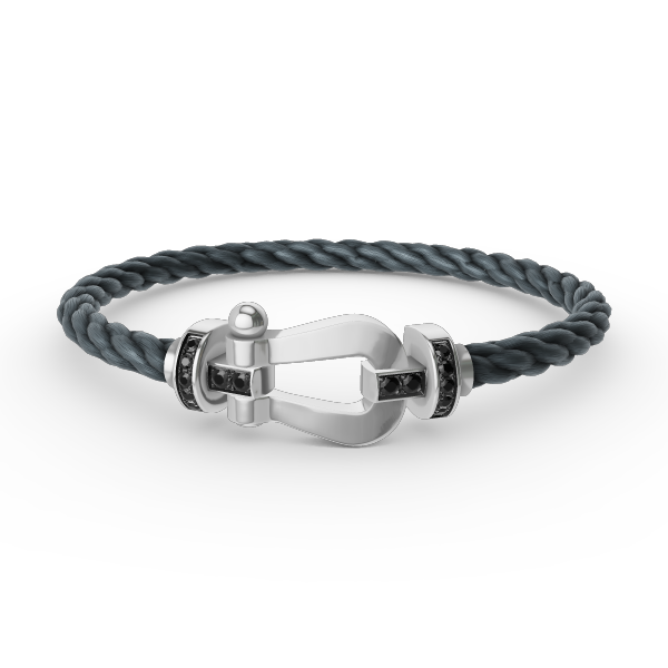 [Limara]FORCE LARGE HORSESHOE BLACK DIAMOND BRACELET - WHITE GOLD