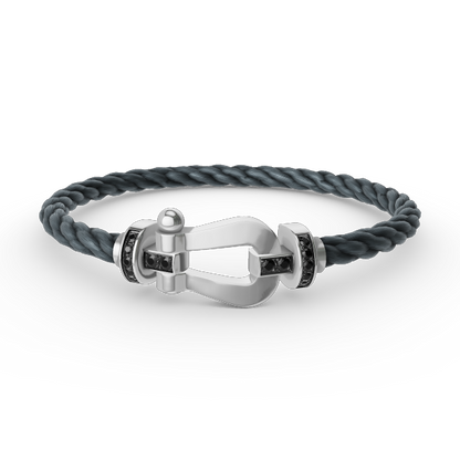 [Limara]FORCE LARGE HORSESHOE BLACK DIAMOND BRACELET - WHITE GOLD