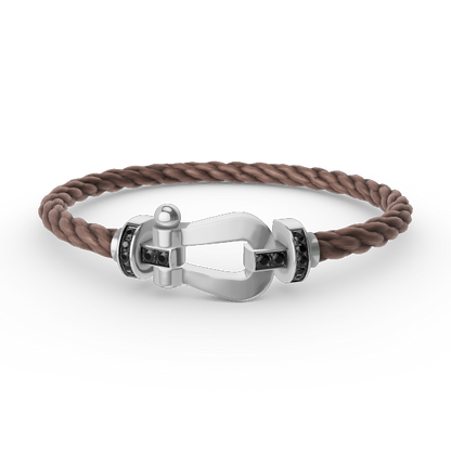 [Limara]FORCE LARGE HORSESHOE BLACK DIAMOND BRACELET - WHITE GOLD