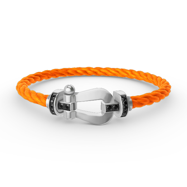 [Limara]FORCE LARGE HORSESHOE BLACK DIAMOND BRACELET - WHITE GOLD