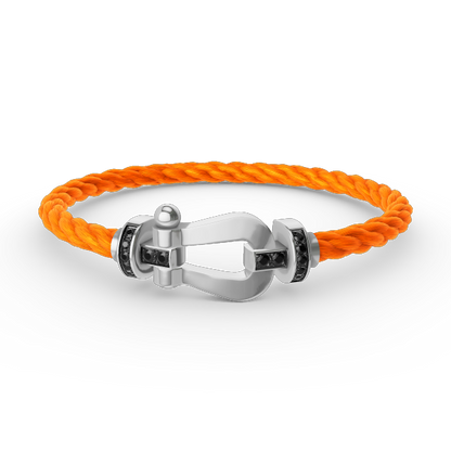 [Limara]FORCE LARGE HORSESHOE BLACK DIAMOND BRACELET - WHITE GOLD