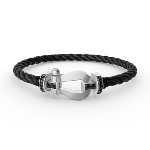 [Limara]FORCE LARGE HORSESHOE BLACK DIAMOND BRACELET - WHITE GOLD