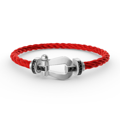 [Limara]FORCE LARGE HORSESHOE BLACK DIAMOND BRACELET - WHITE GOLD