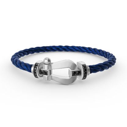 [Limara]FORCE LARGE HORSESHOE BLACK DIAMOND BRACELET - WHITE GOLD