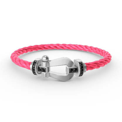 [Limara]FORCE LARGE HORSESHOE BLACK DIAMOND BRACELET - WHITE GOLD