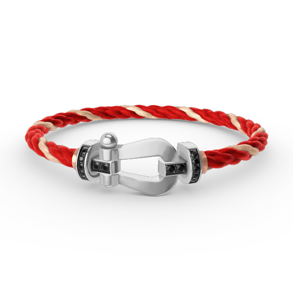 [Limara]FORCE LARGE HORSESHOE BLACK DIAMOND BRACELET - WHITE GOLD