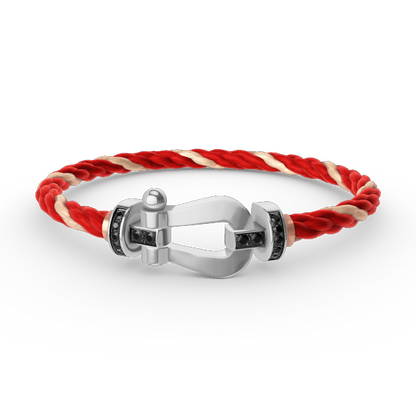 [Limara]FORCE LARGE HORSESHOE BLACK DIAMOND BRACELET - WHITE GOLD