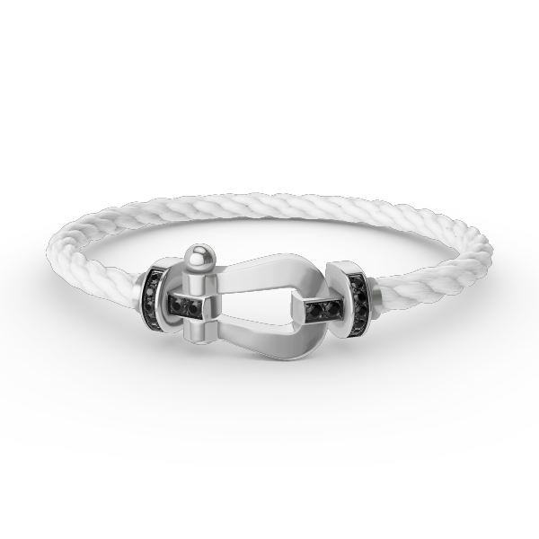 [Limara]FORCE LARGE HORSESHOE BLACK DIAMOND BRACELET - WHITE GOLD