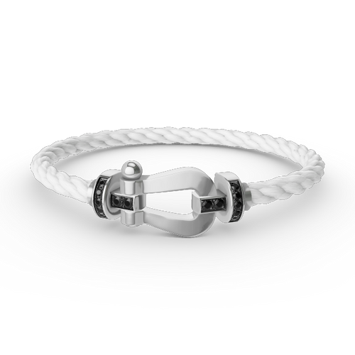 [Limara]FORCE LARGE HORSESHOE BLACK DIAMOND BRACELET - WHITE GOLD