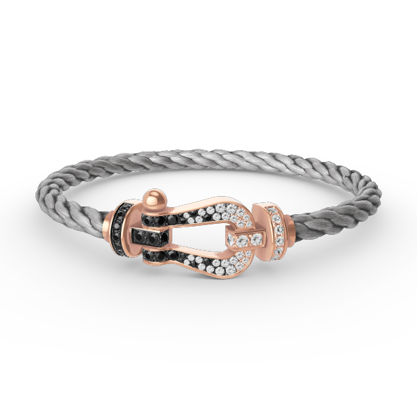 [Limara]FORCE LARGE HORSESHOE BLACK & WHITE DIAMOND BRACELET - ROSE GOLD