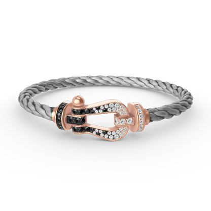 [Limara]FORCE LARGE HORSESHOE BLACK & WHITE DIAMOND BRACELET - ROSE GOLD