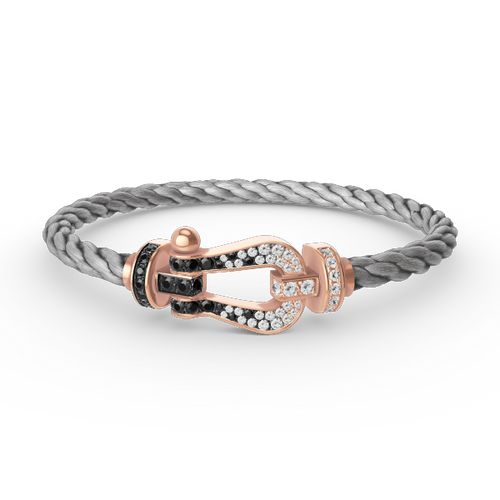 [Limara]FORCE LARGE HORSESHOE BLACK & WHITE DIAMOND BRACELET - ROSE GOLD