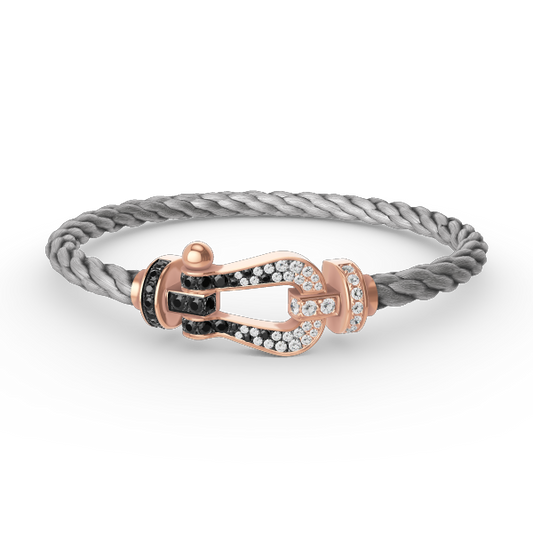 [Limara]FORCE LARGE HORSESHOE BLACK & WHITE DIAMOND BRACELET - ROSE GOLD