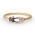 [Limara]FORCE LARGE HORSESHOE BLACK & WHITE DIAMOND BRACELET - ROSE GOLD