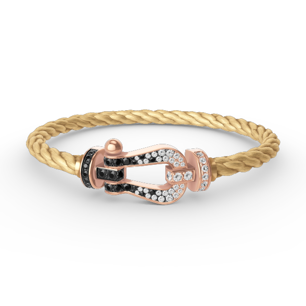 [Limara]FORCE LARGE HORSESHOE BLACK & WHITE DIAMOND BRACELET - ROSE GOLD