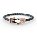 [Limara]FORCE LARGE HORSESHOE BLACK & WHITE DIAMOND BRACELET - ROSE GOLD