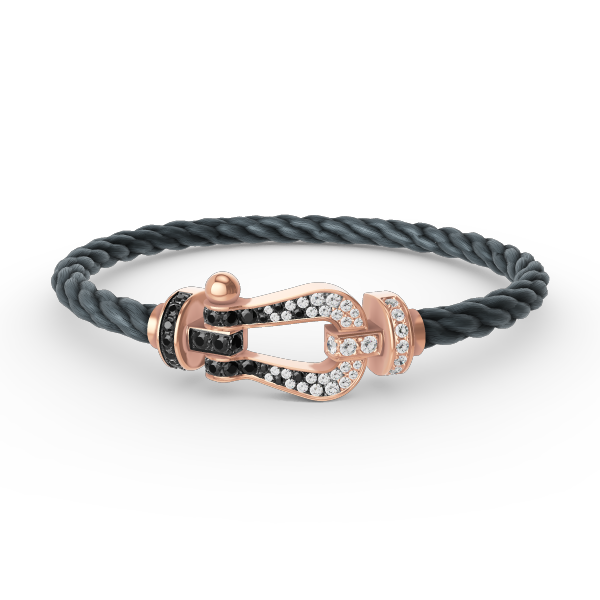 [Limara]FORCE LARGE HORSESHOE BLACK & WHITE DIAMOND BRACELET - ROSE GOLD