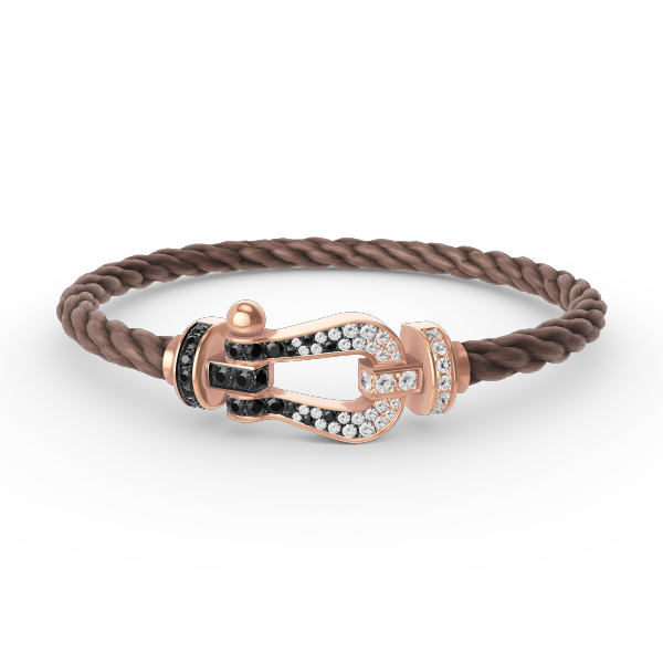 [Limara]FORCE LARGE HORSESHOE BLACK & WHITE DIAMOND BRACELET - ROSE GOLD