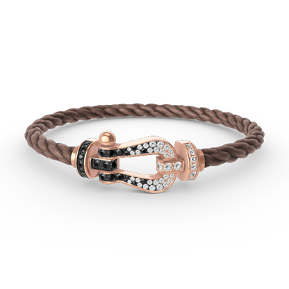 [Limara]FORCE LARGE HORSESHOE BLACK & WHITE DIAMOND BRACELET - ROSE GOLD