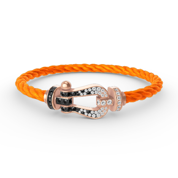 [Limara]FORCE LARGE HORSESHOE BLACK & WHITE DIAMOND BRACELET - ROSE GOLD