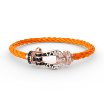 [Limara]FORCE LARGE HORSESHOE BLACK & WHITE DIAMOND BRACELET - ROSE GOLD